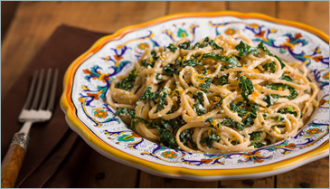 Lemon Pasta with Kale, Ricotta and Pistachios