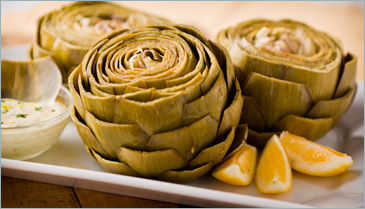 Artichokes with Lemon Garlic Dipping Sauce